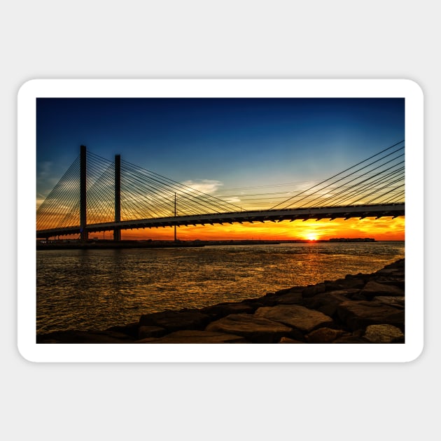 Bridge Sunset at the Indian River Inlet Sticker by Swartwout